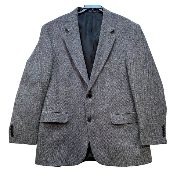 Lands End Mens Blazer Wool Blend Herringbone Pattern 2-Button Classic Fit Size 4 - Picture 1 of 13